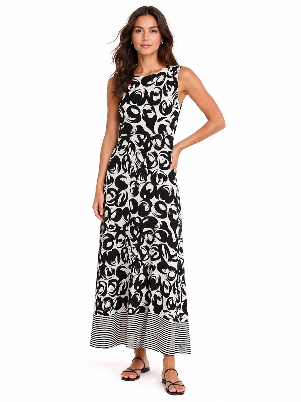 Milano Black and White Abstract Maxi Dress